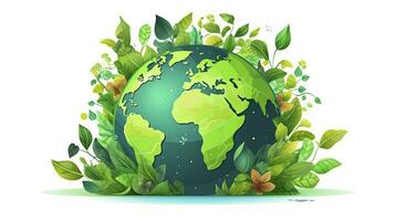 ai generiert Erde Tag Konzept 3d Grün Erde isoliert auf Weiß Hintergrund foto