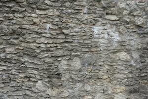 sehr alt Backstein Stein Mauer von Schloss oder Festung von 18 .. Jahrhundert. voll Rahmen Mauer mit obsolet schmutzig und geknackt Ziegel foto