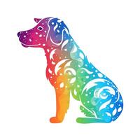 ai generiert skizzenhaft Logo mit Hund im Regenbogen auf ein Weiß Hintergrund. generativ ai foto