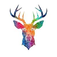 ai generiert skizzenhaft Logo mit Hirsch Kopf im Regenbogen auf ein Weiß Hintergrund. generativ ai foto