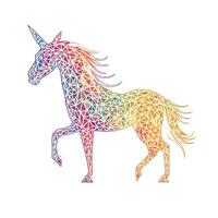 ai generiert skizzenhaft Logo mit ein Einhorn im Regenbogen auf ein Weiß Hintergrund. generativ ai foto