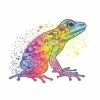 ai generiert skizzenhaft Logo mit ein Frosch im Regenbogen auf ein Weiß Hintergrund. generativ ai foto