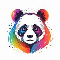 ai generiert skizzenhaft Logo mit ein Panda Kopf im Regenbogen auf ein Weiß Hintergrund. generativ ai foto