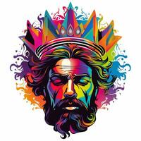 ai generiert psychedelisch Kunst Logo von ein König. generativ ai foto