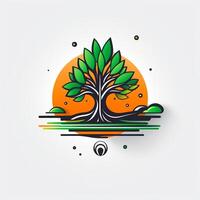 ai generiert ein futuristisch Logo von ein Baum. generativ ai foto