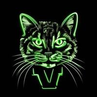 ai generiert ein Maskottchen Logo mit ein Katze im Grün Neon. generativ ai foto