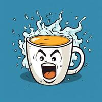 ai generiert ein Comic Kaffeetasse Logo. generativ ai foto