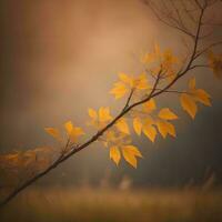 ai generiert Herbst Blätter auf ein Baum Ast im das nebelig Morgen. generativ ai foto