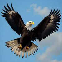 ai generiert kahl Adler, haliaeetus Leukozephalus im Flug. generativ ai foto