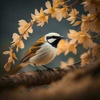 ai generiert Weißhaube bulbul Vogel thront auf ein Ast. generativ ai foto