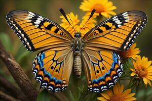 ai generiert Schmetterling im Natur. bunt Schmetterling auf ein Blume. generativ ai foto