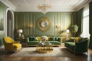 ai generiert Luxus Leben Zimmer Innere mit Möbel, ai generativ foto