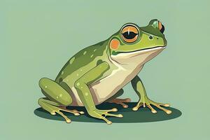 ai generiert Frosch auf ein Grün Hintergrund. Vektor Illustration von ein Frosch. ai generativ foto