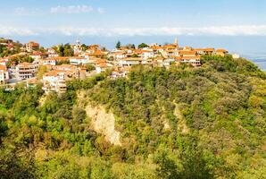 Aussicht von signagi Stadt, Dorf auf Berg im kakheti foto