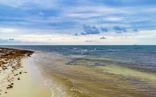 tropischer karibischer strand klares türkisfarbenes wasser playa del carmen mexiko. foto