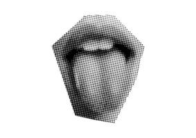 Mund und Lippen, lächeln, Zunge, Punkte Punk y2k schwarz und Weiß Collage Elemente foto