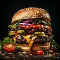 ai generiert lecker Perfektion von ein köstlich Burger foto