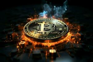 ai generiert Krypto Potenzial Bitcoin Zukunft Währung zum Marketing, Förderung, Lager Handel foto