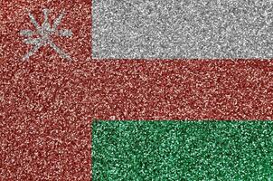 Oman Flagge abgebildet auf viele klein glänzend Pailletten. bunt Festival Hintergrund zum Party foto