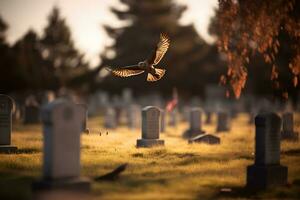 ai generiert Adler beim amerikanisch Friedhof. neural Netzwerk ai generiert foto