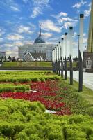 Bild von das kazakh Hauptstadt Astana im Sommer- von 2015 foto