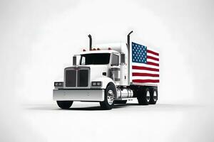 ai generiert LKW, Transport, amerikanisch Flagge. neural Netzwerk ai generiert foto