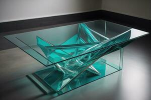 ai generiert Innere von ein Leben Zimmer mit ein Glas Tisch. ai generativ foto