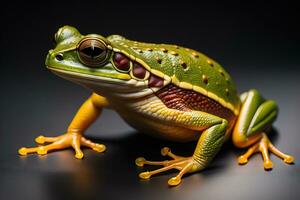 ai generiert europäisch Baum Frosch, Hyla Arborea isoliert auf solide Farbe Hintergrund. ai generativ foto