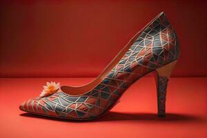 ai generiert hoch Hacke Frauen Schuhe auf ein solide Farbe Hintergrund. ai generativ foto