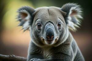 ai generiert Nahansicht von ein Koala suchen beim das Kamera. ai generiert foto