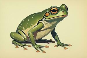 ai generiert Frosch auf ein Grün Hintergrund. Vektor Illustration von ein Frosch. ai generativ foto