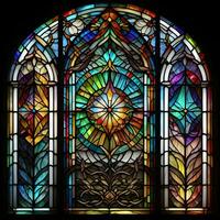 ai generiert befleckt Glas Fenster im das Basilika von das heilig Herz von Paris, Frankreich. generativ ai foto