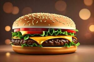ai generiert ein Hamburger ist gezeigt im diese Bild foto