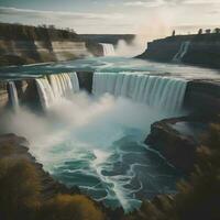 ai generiert Niagara Stürze im Herbst, Ontario, Kanada. lange Belichtung. generativ ai foto