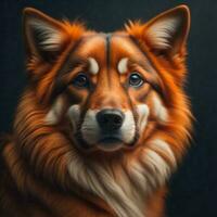 ai generiert Porträt von ein schön rot Alaska malamute Hund. generativ ai foto