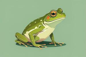 ai generiert Frosch auf ein Grün Hintergrund. Vektor Illustration von ein Frosch. ai generativ foto