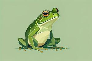 ai generiert Frosch auf ein Grün Hintergrund. Vektor Illustration von ein Frosch. ai generativ foto