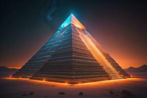 ai generiert kreativ und bunt Pyramide auf ein solide Farbe Hintergrund. ai generativ foto