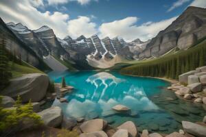 ai generiert See Louise im banff National Park, generativ ai foto