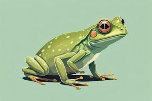 ai generiert Frosch auf ein Grün Hintergrund. Vektor Illustration von ein Frosch. ai generativ foto