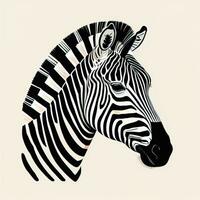 ai generiert Zebra Kopf isoliert auf Weiß Hintergrund. Hand gezeichnet Vektor Illustration. ai generativ foto