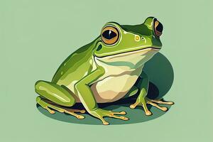 ai generiert Frosch auf ein Grün Hintergrund. Vektor Illustration von ein Frosch. ai generativ foto
