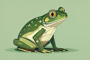 ai generiert Frosch auf ein Grün Hintergrund. Vektor Illustration von ein Frosch. ai generativ foto