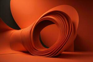 ai generiert abstrakt gebogen Papier im Orange und schwarz Farben. generativ ai foto