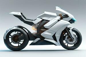 ai generiert ein markenlos generisch Konzept Motorrad auf Weiß Hintergrund. generativ ai foto