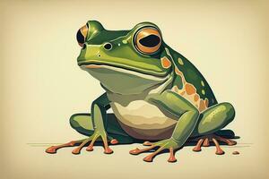 ai generiert Frosch auf ein Grün Hintergrund. Vektor Illustration von ein Frosch. ai generativ foto