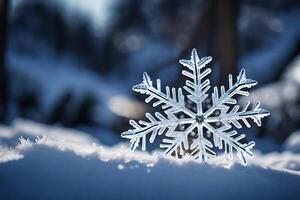 ai generiert ein Schneeflocke ist gezeigt im das Schnee foto