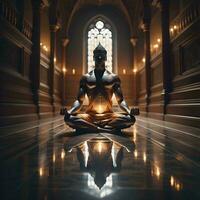 ai generiert Buddha meditieren im Lotus Position. generativ ai foto