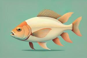 ai generiert Illustration von ein Fisch auf ein Blau Hintergrund, Vektor Illustration. ai generativ foto