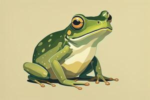 ai generiert Frosch auf ein Grün Hintergrund. Vektor Illustration von ein Frosch. ai generativ foto